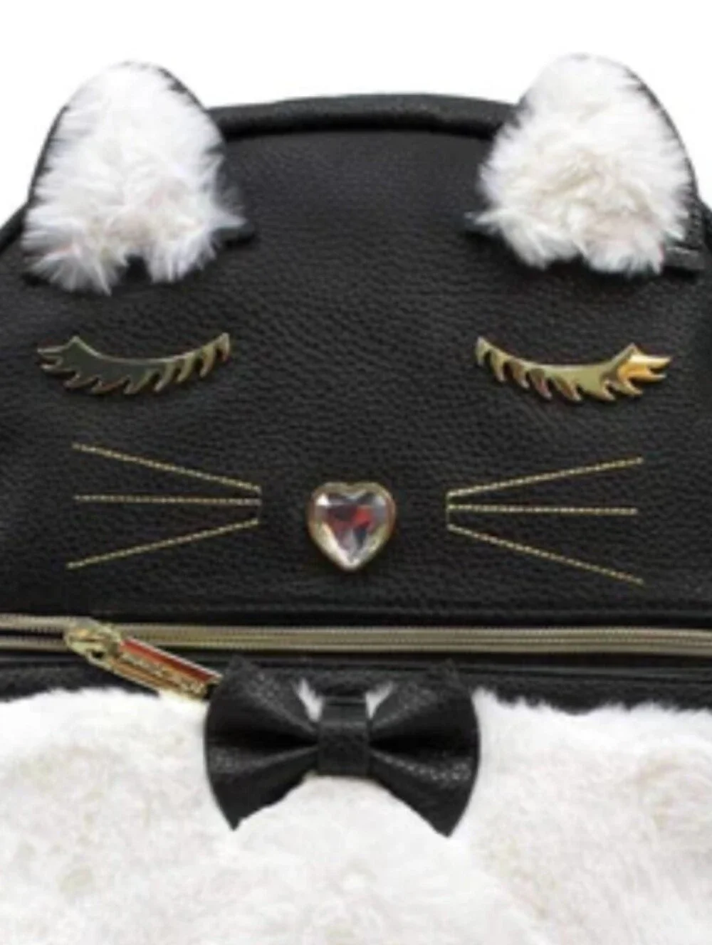 BETSEY JOHNSON  Cat Face Fur Backpack